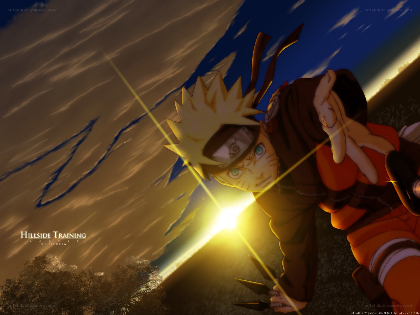 Naruto training on a hillside