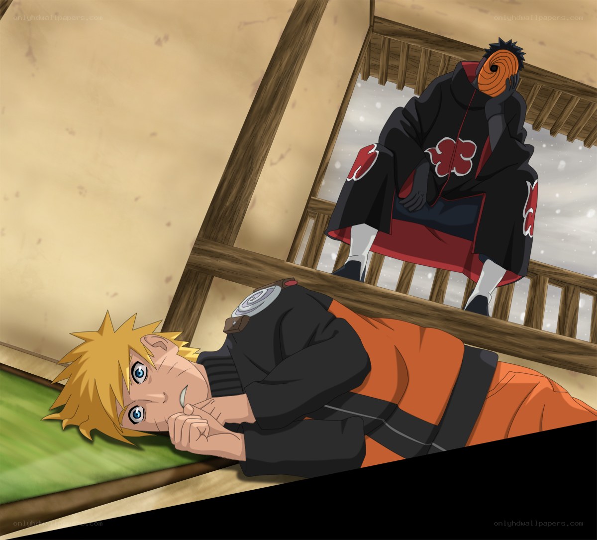 Naruto vs. Itachi in a confrontation