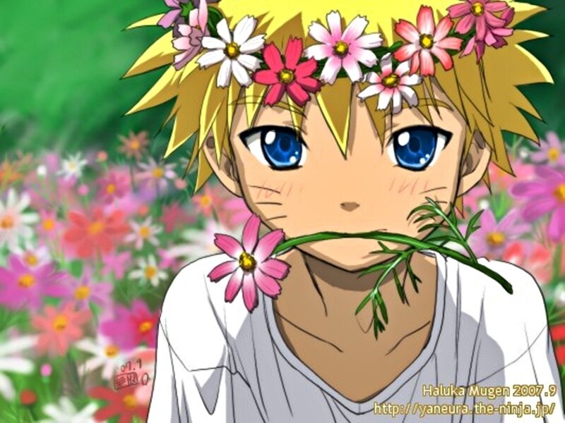 Naruto with flower crown