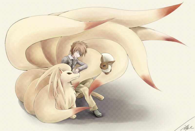 Naruto with fox and Eevee