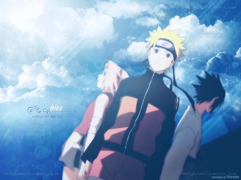Naruto with friends under sky