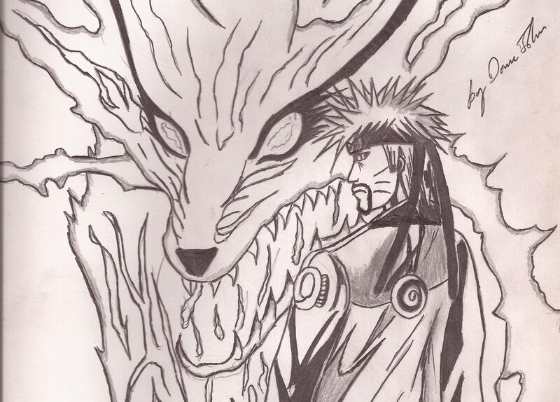 Naruto with Kurama — Black, Dramatic, Manga