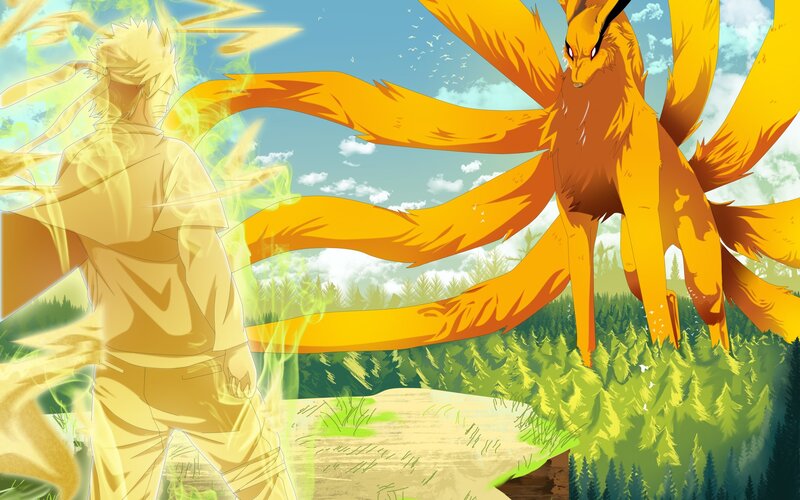 Naruto with Kurama — Orange, Dramatic, Afternoon, Anime