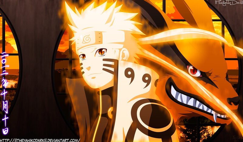 Naruto with Kurama — Orange, Dramatic, Sunset