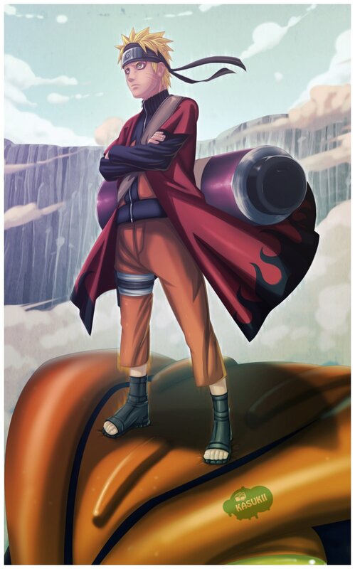 Naruto with scroll on cliff