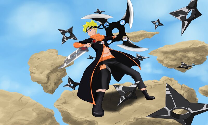 Naruto with Shuriken — Blue