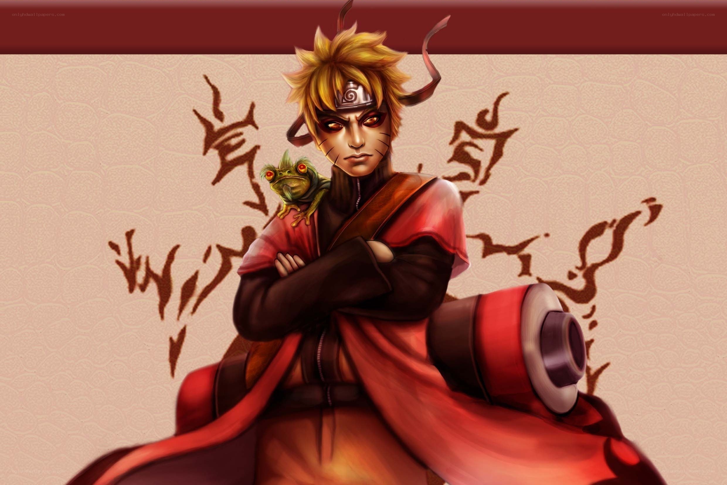 Naruto with toad on shoulder