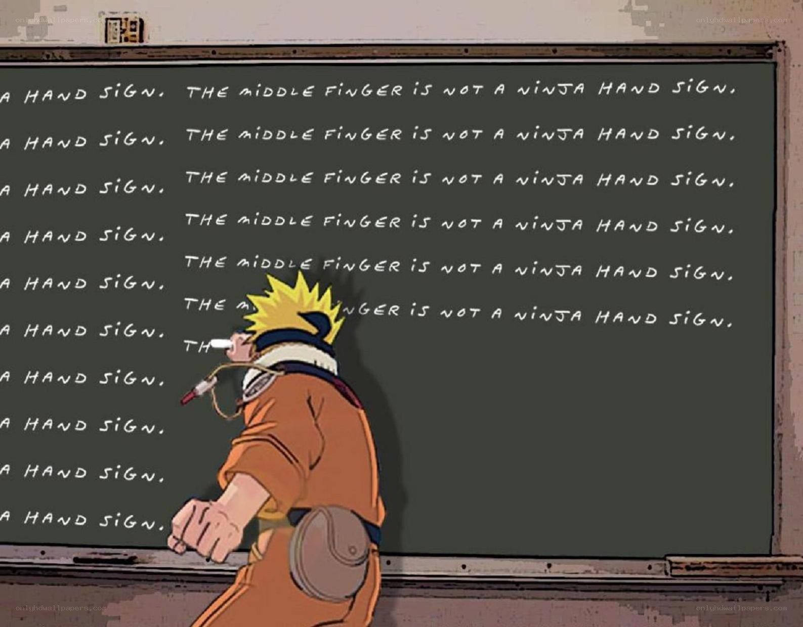 Naruto writing on a chalkboard