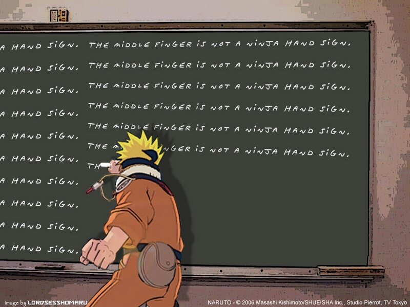 Naruto writing on a chalkboard