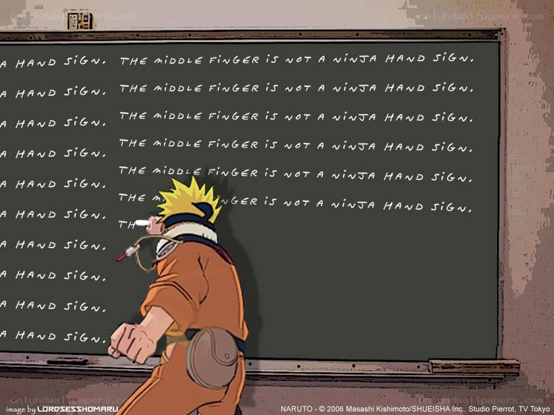 Naruto writing on a chalkboard