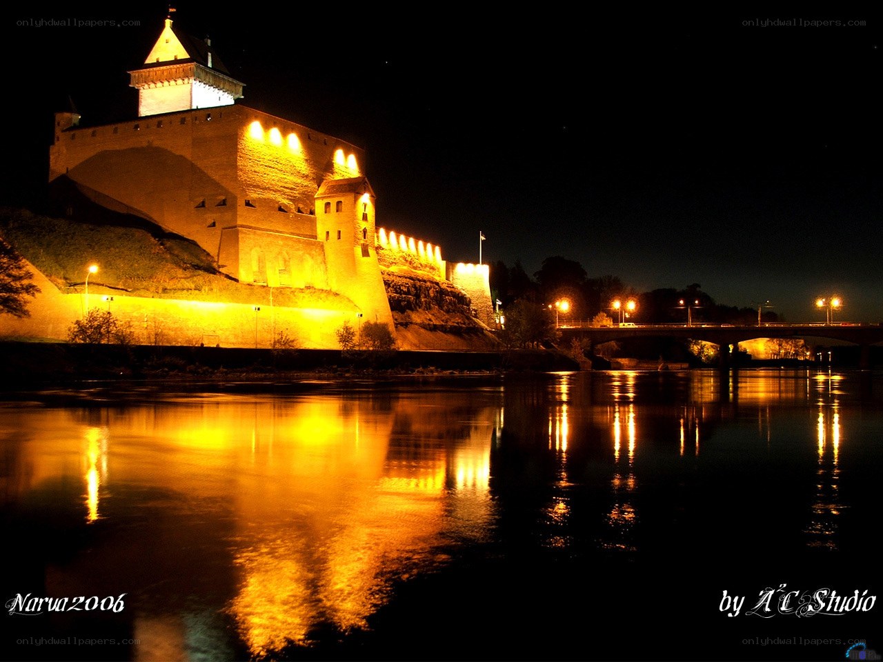 Narva Castle at night