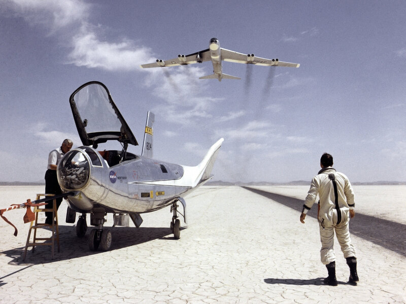 NASA aircraft on dry lake