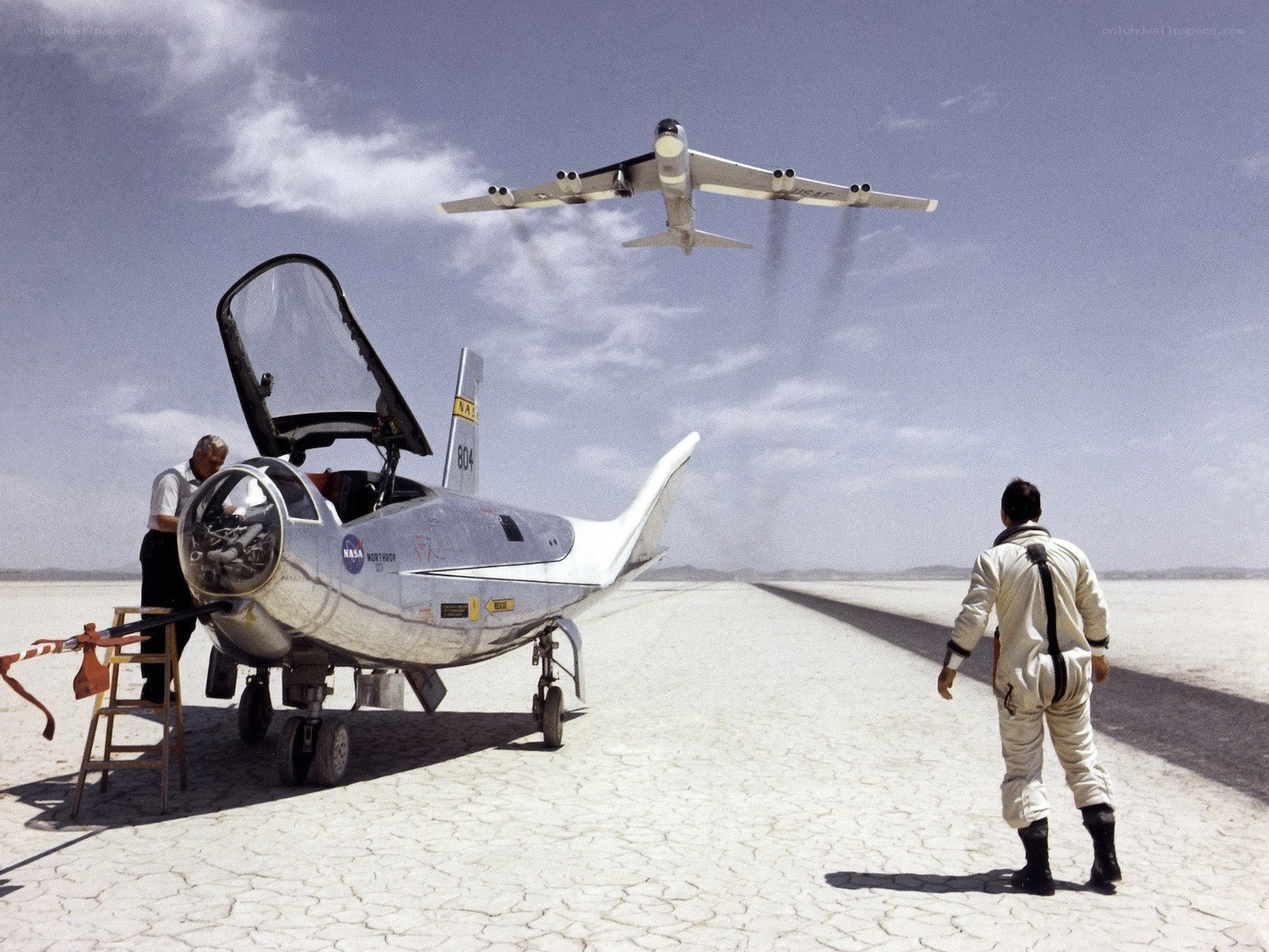 NASA aircraft on dry lake