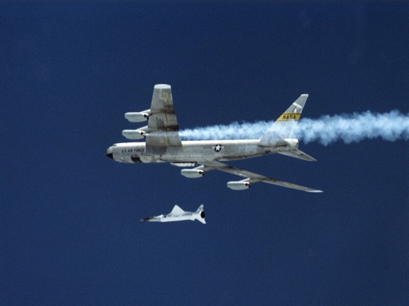 NASA aircraft releasing rocket