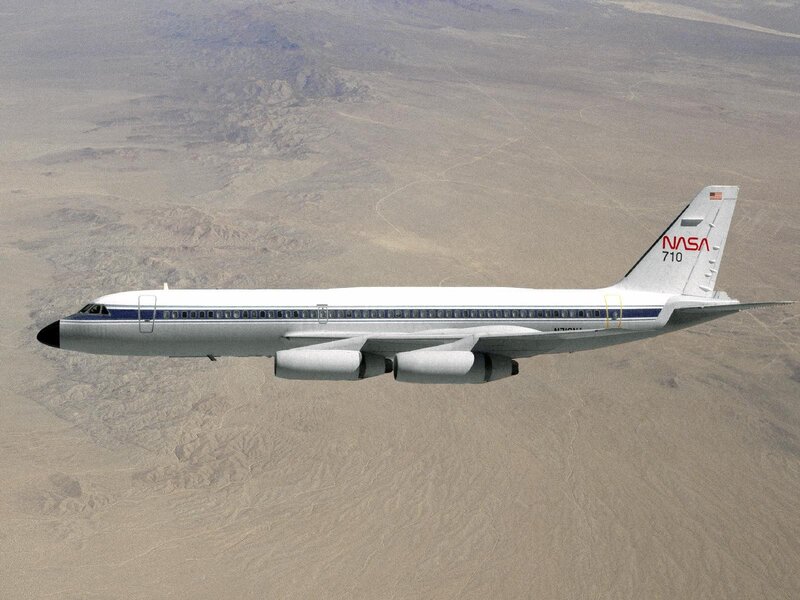 NASA Airplane in Flight — White