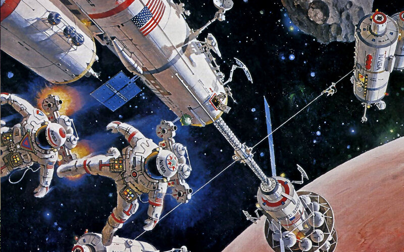 NASA astronauts in space