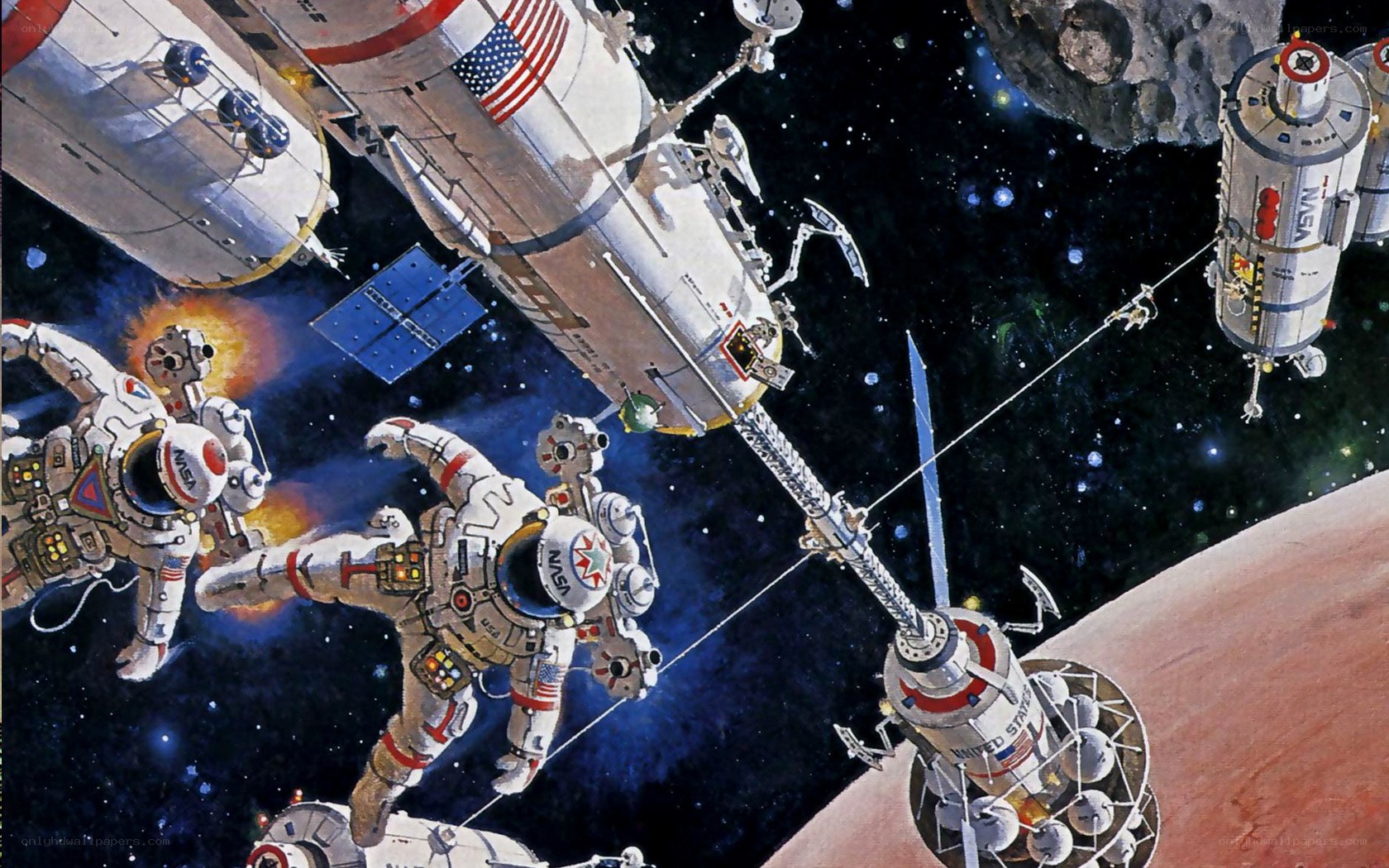 NASA astronauts in space