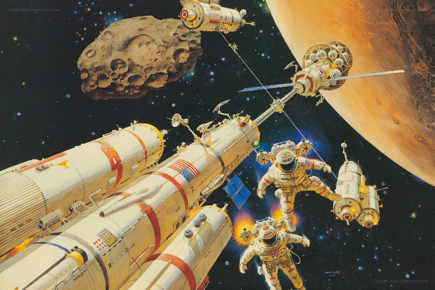 NASA astronauts in space