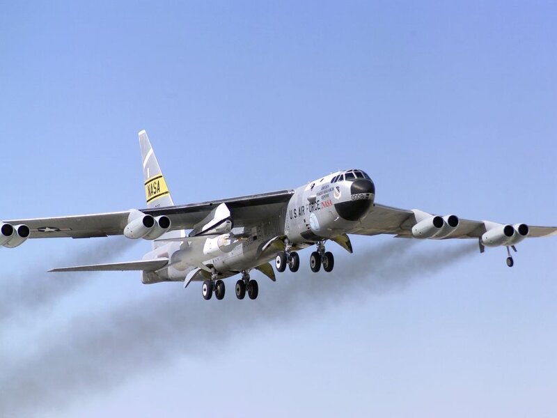 NASA B-52 bomber in flight