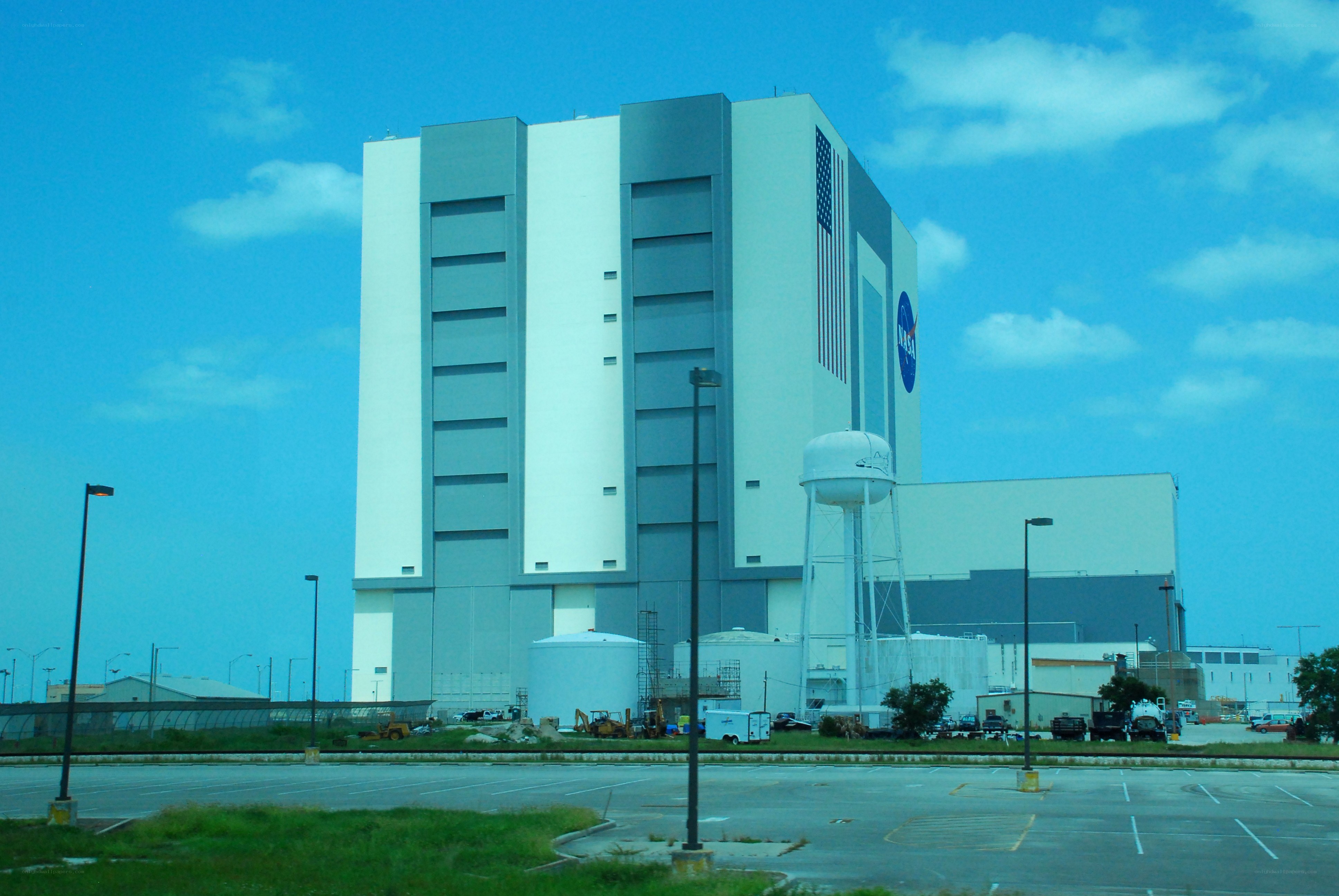 NASA building with American flag