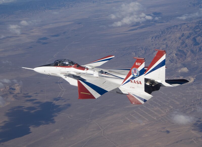 NASA F-15 fighter jet in flight