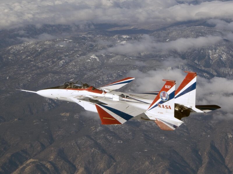 NASA F-15 fighter jet in flight