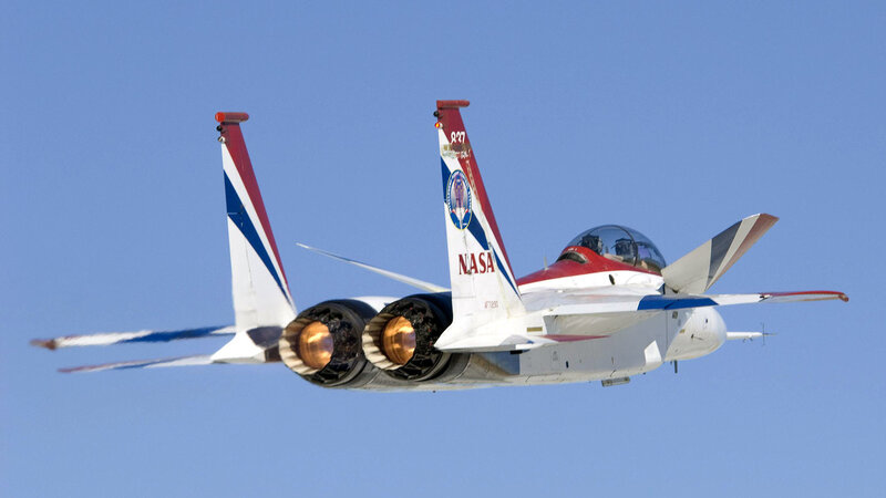 NASA F-15 fighter jet in flight