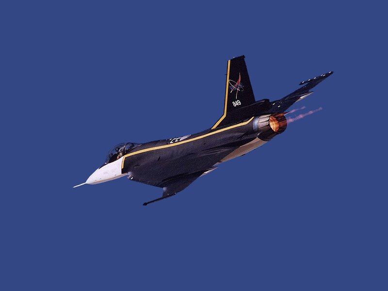 NASA F-16 jet in flight