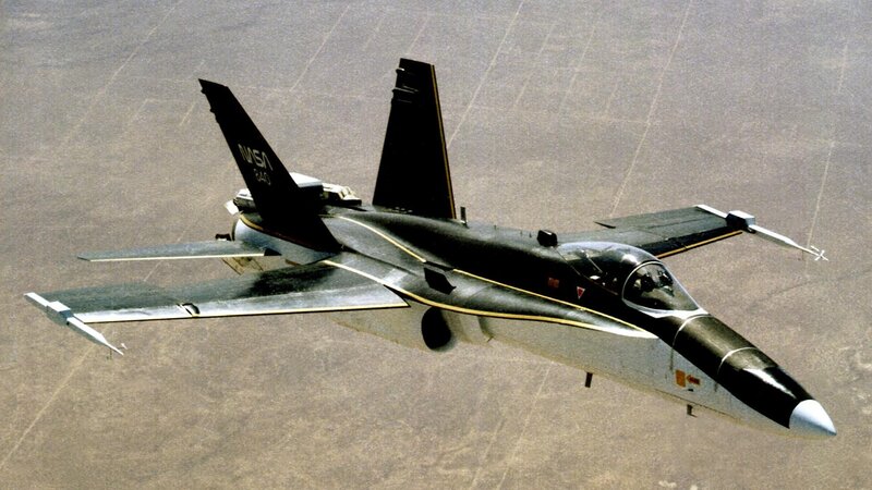 NASA F/A-18 Hornet in flight