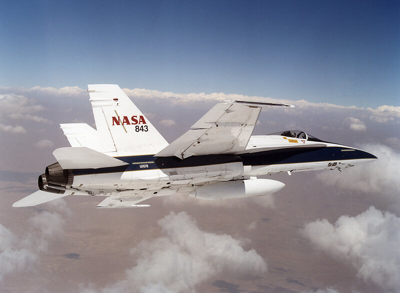 NASA F/A-18 Hornet in flight
