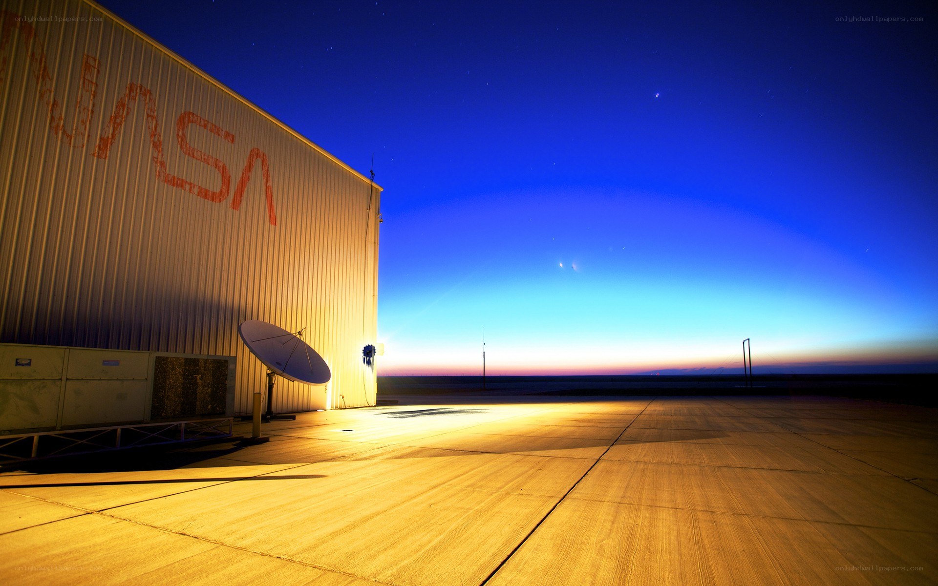 NASA facility at dusk