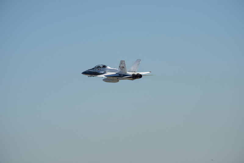NASA Jet in Flight — Blue, Calm