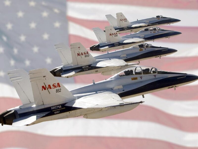 NASA jets flying in formation