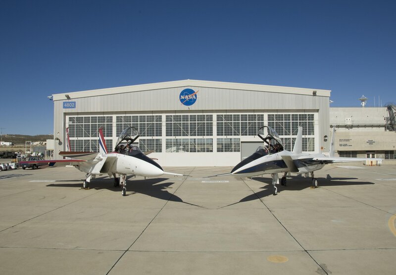 NASA jets in front of hangar