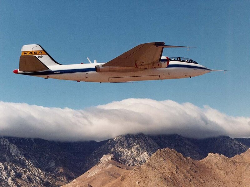 NASA research aircraft in flight