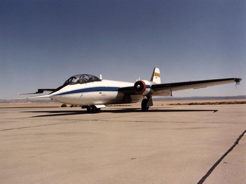 NASA research aircraft on tarmac