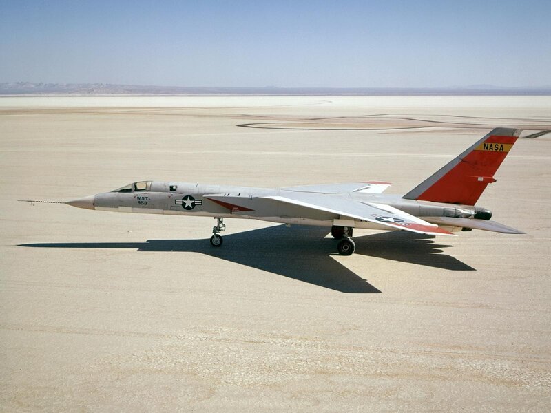 NASA research jet on desert tarmac