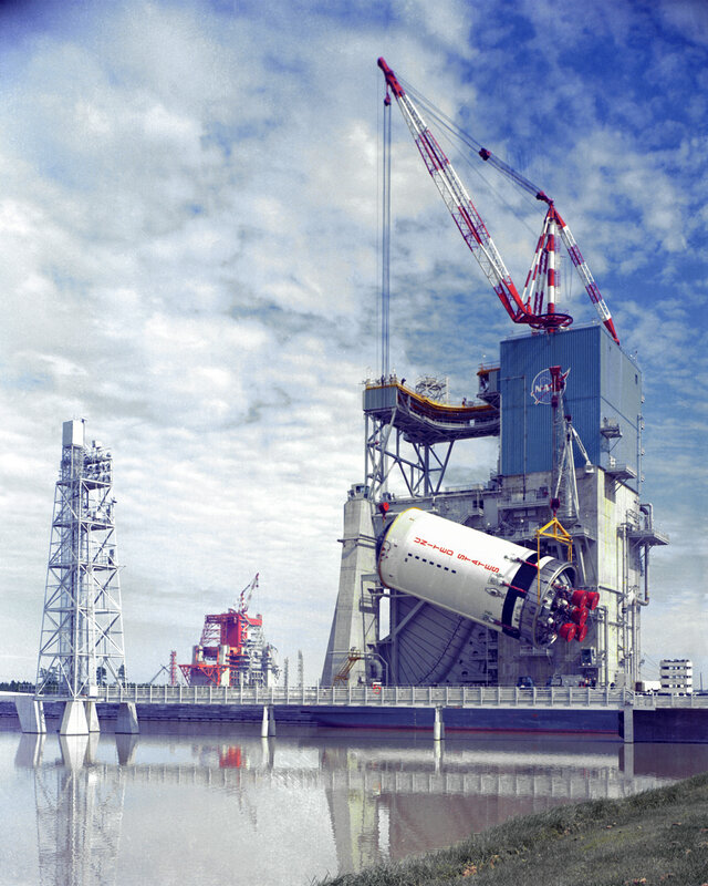 NASA rocket assembly at launch site