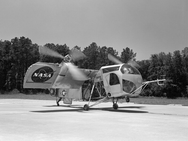 NASA tiltrotor aircraft on tarmac
