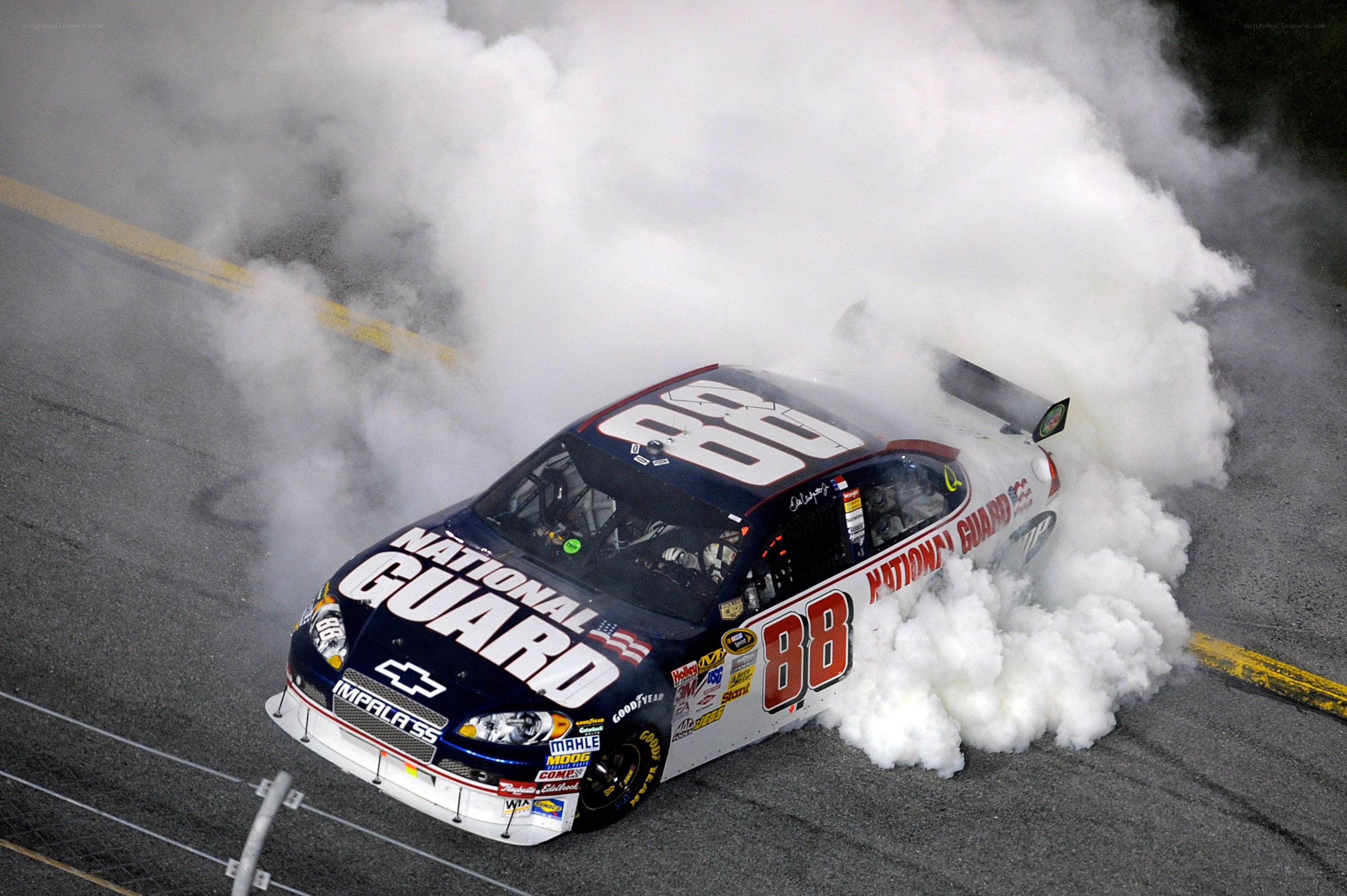 NASCAR car doing burnout