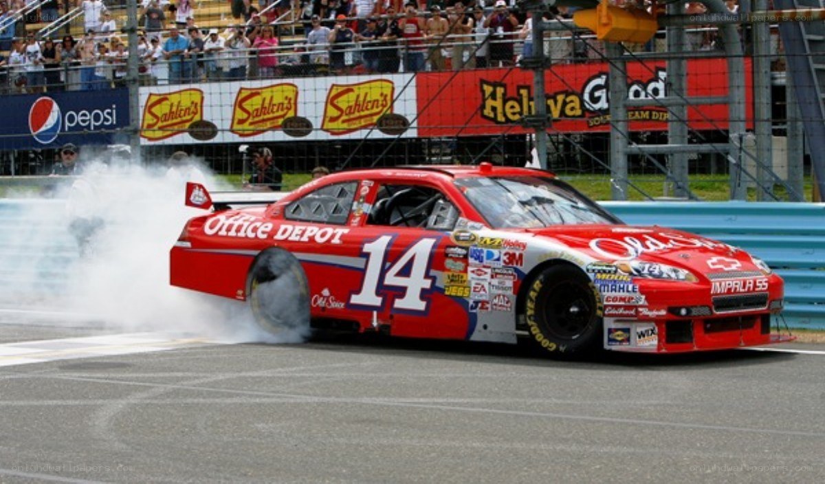 NASCAR car doing burnout
