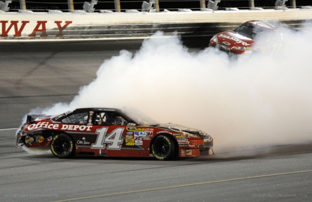 NASCAR car doing burnout