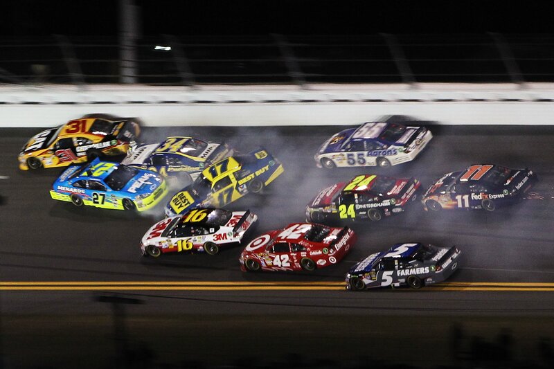 NASCAR crash at night
