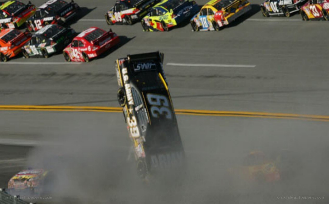 NASCAR crash on track