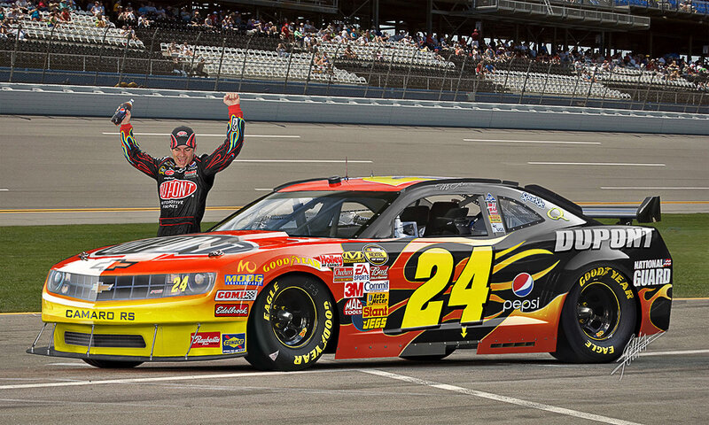 NASCAR driver celebrates victory