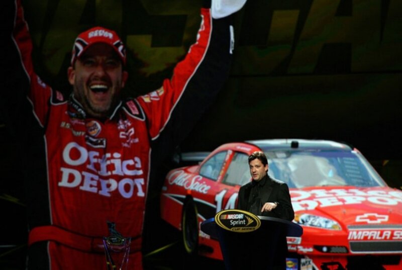 NASCAR driver celebrates victory