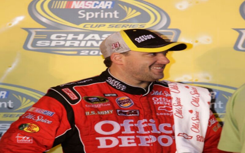 NASCAR driver on podium