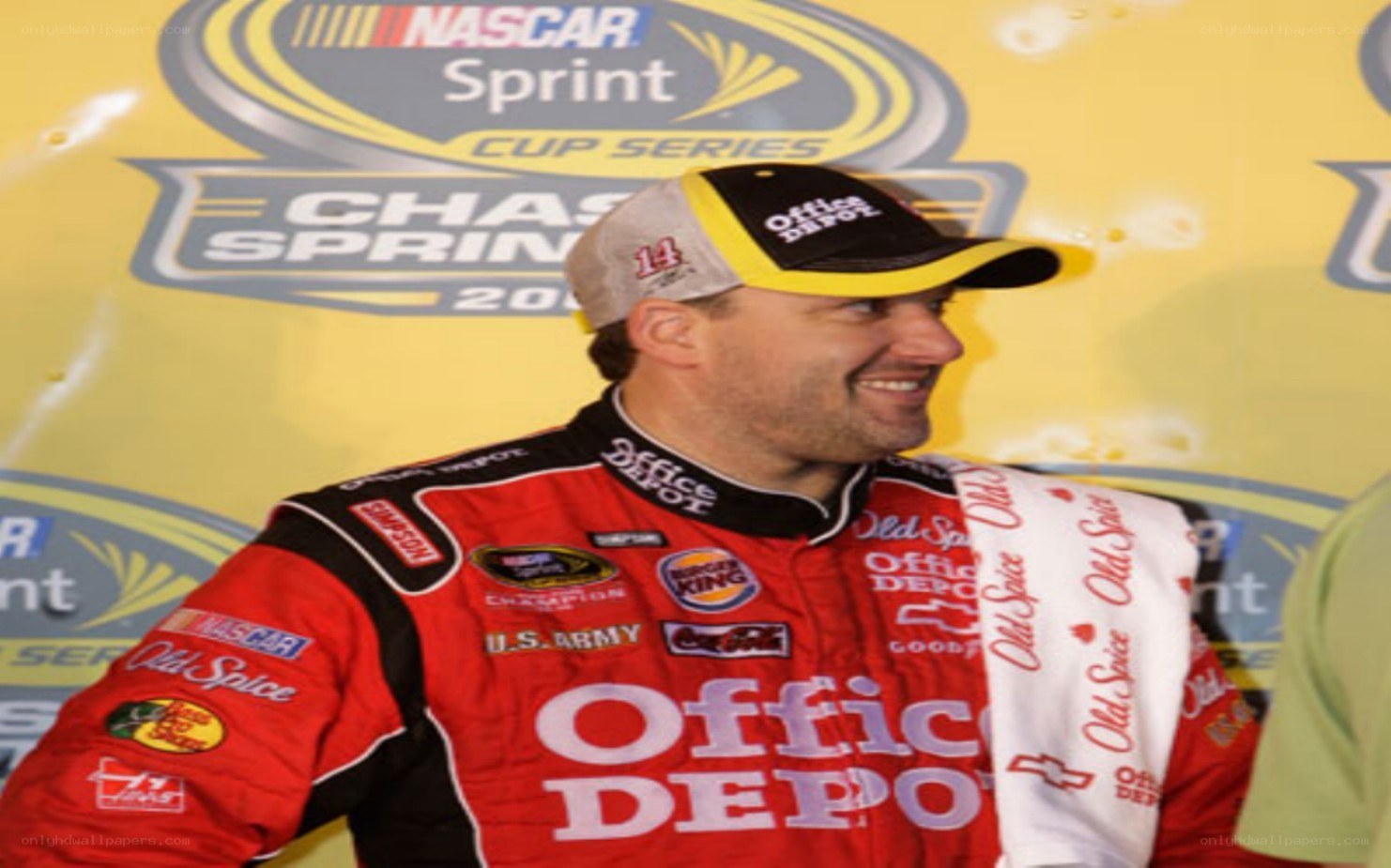 NASCAR driver on podium