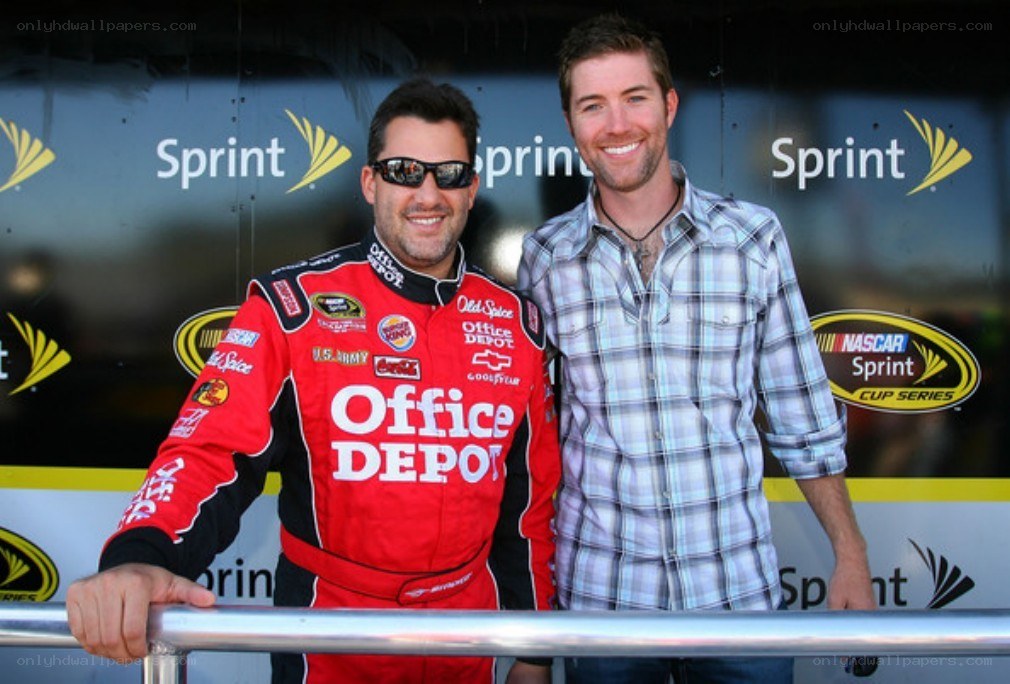 NASCAR driver with celebrity guest
