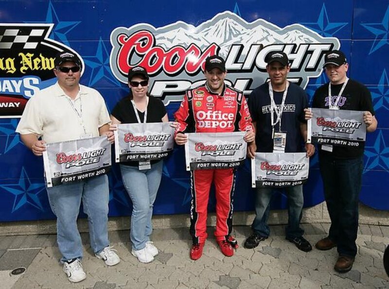 NASCAR driver with fans at Coors Light Pole